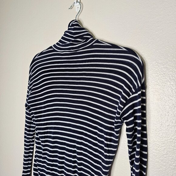 J Crew XXS White Blue Striped Turtleneck Cashmere Lightweight Nautical Fisherman - Picture 8 of 9